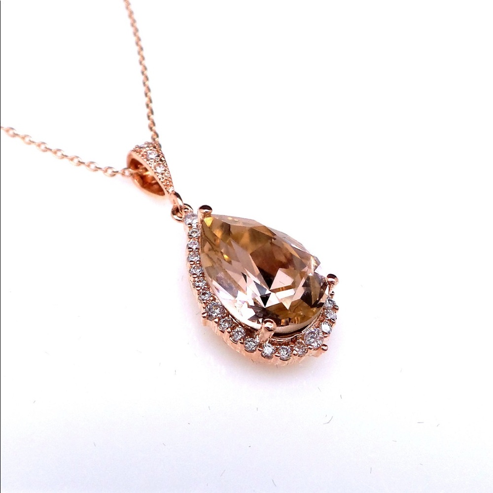 Swarovski Rose Gold Tear Drop Pendant Necklace